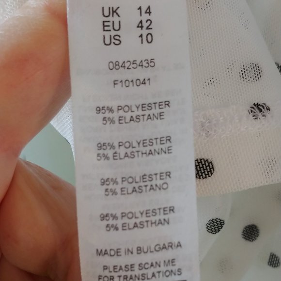 ASOS Long Sleeve Cropped White w/Black Polka Dots Top SZ 10 - Picture 9 of 11